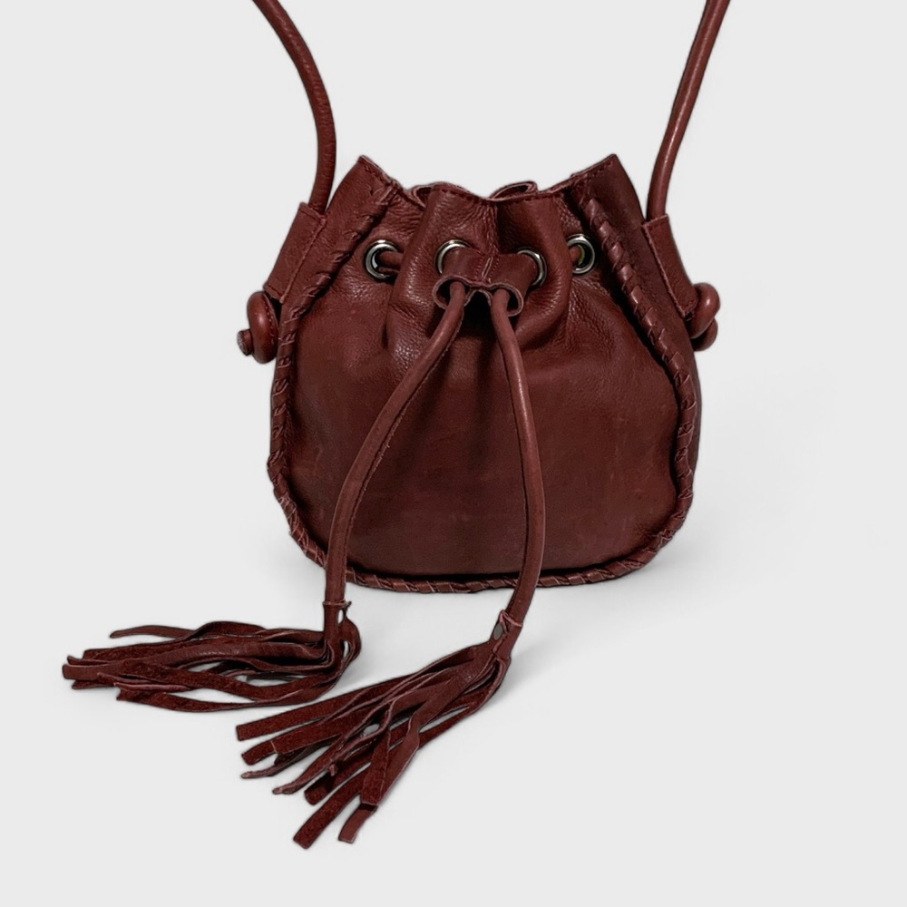 Cut n’ Paste Los Angeles Leather Maya Drawstring Bag in Merlot